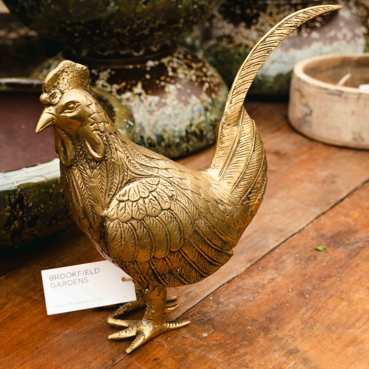 Brass Chicken Short Tail Up