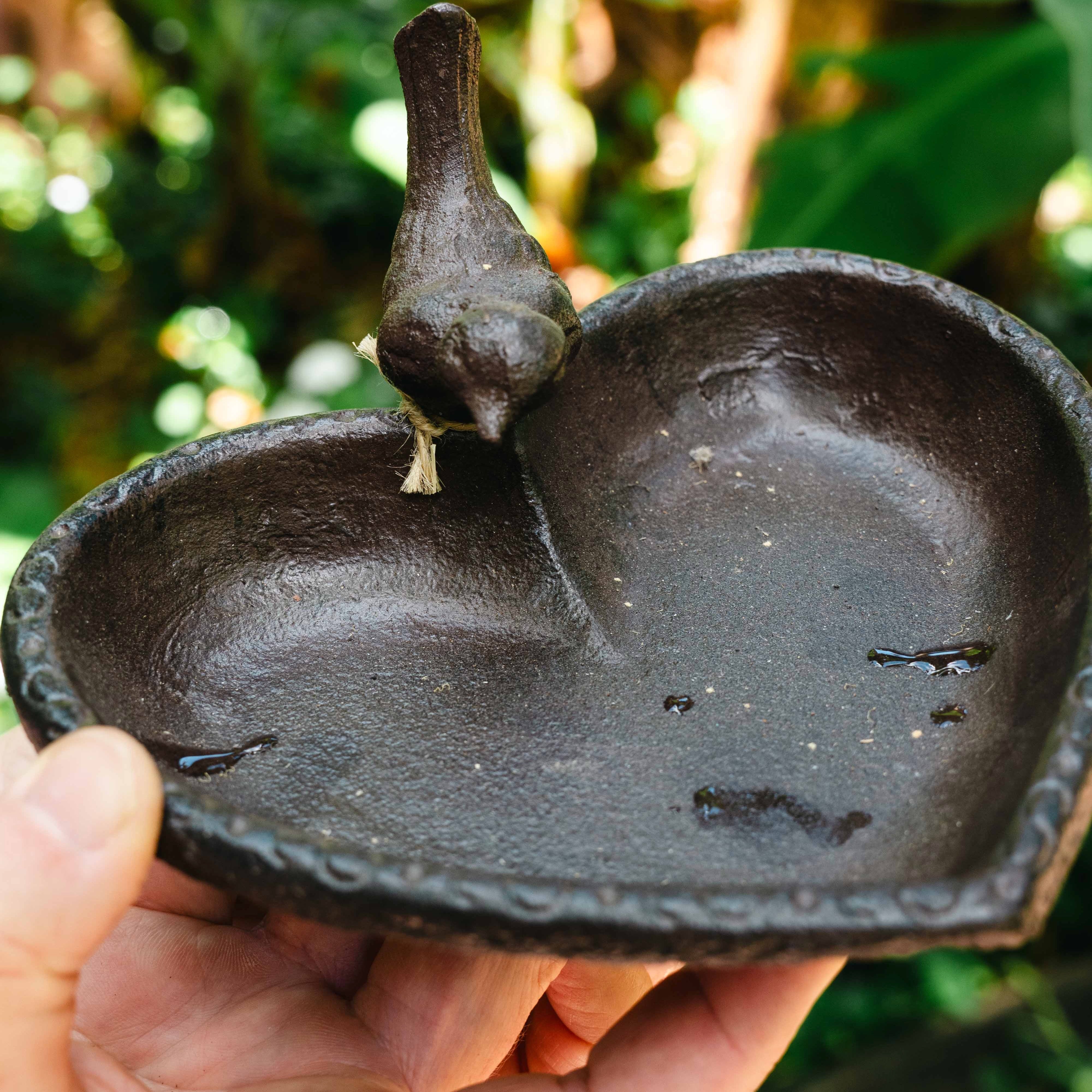 Cast Iron Bird Bath Heart