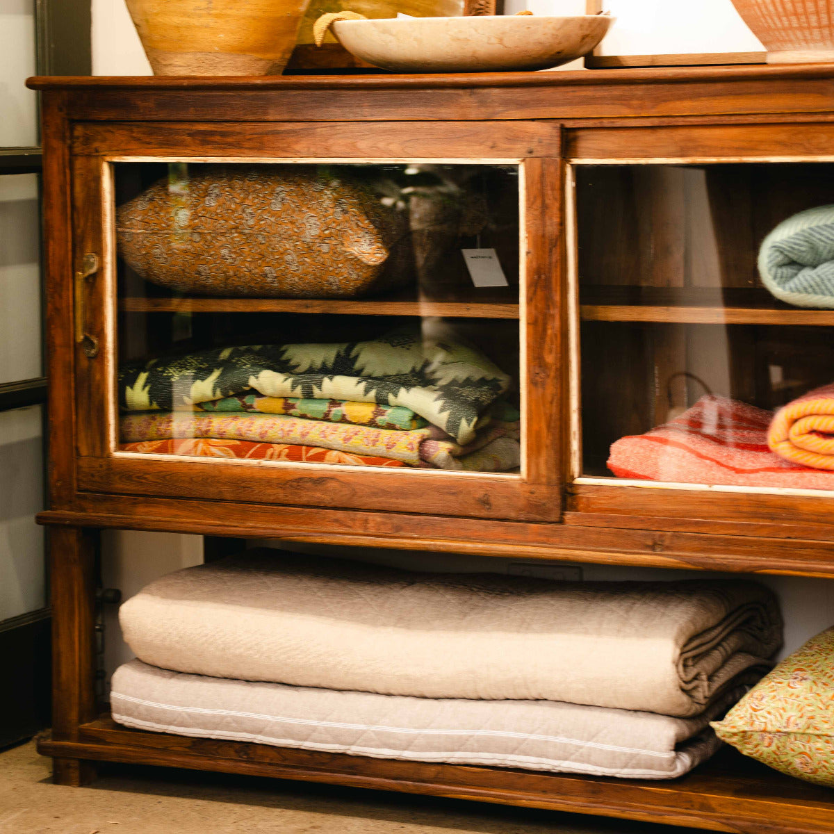 Wooden Glass Sideboard