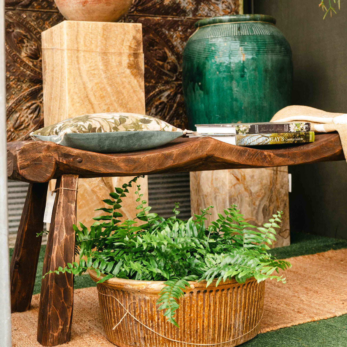 Wooden Wave Bench 3 Seater