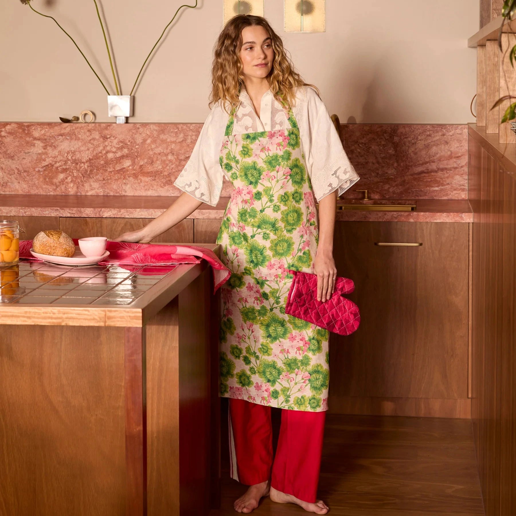 Jardin Pink Tea Towel