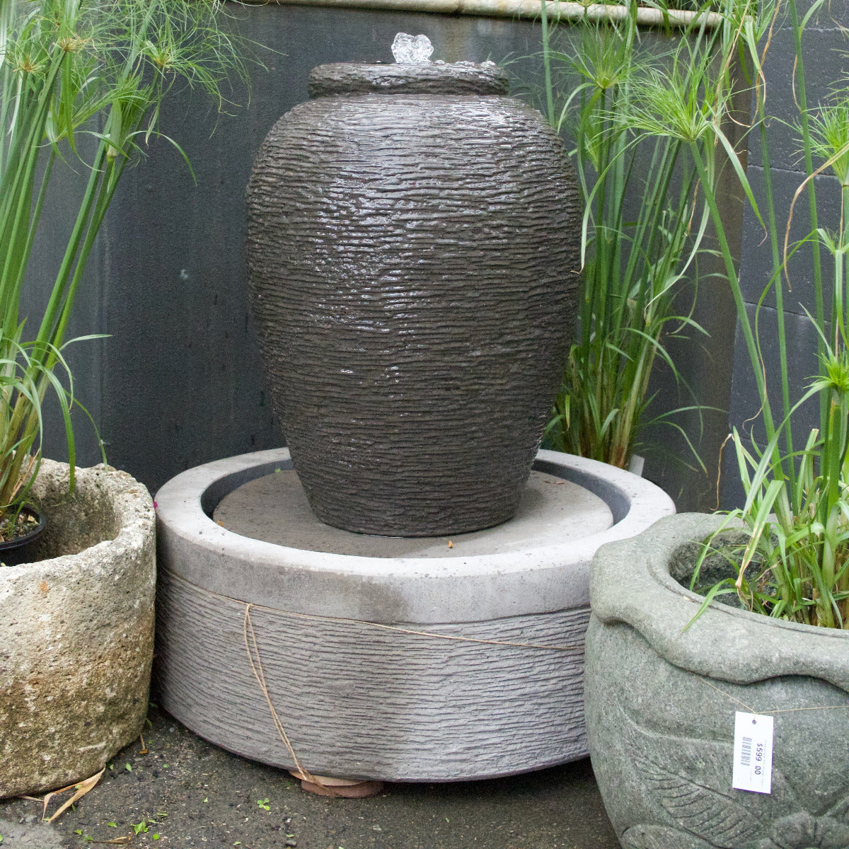 Grey Jar Water Feature inc Pump
