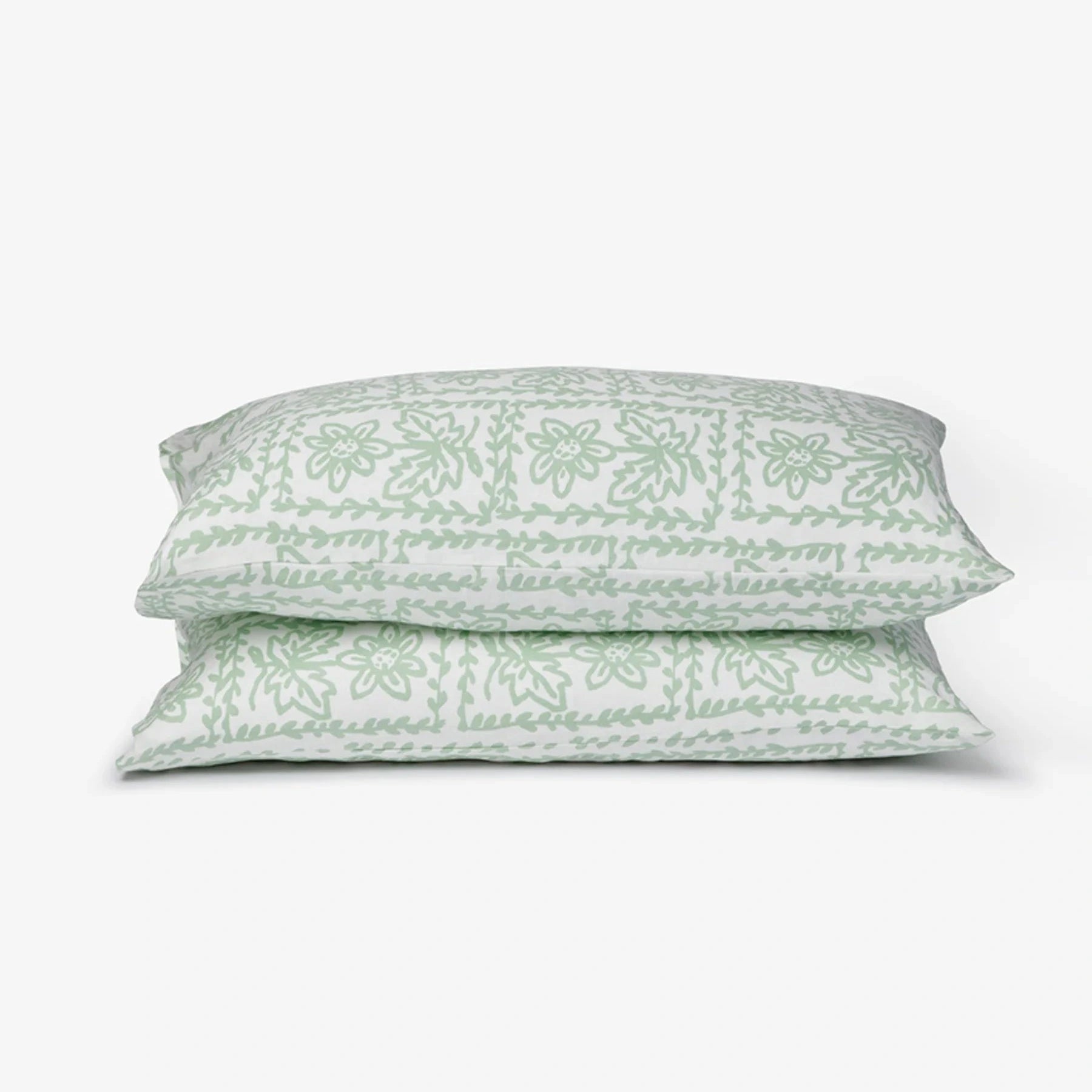 Bonnie & Neil Daisy Sage Linen Standard Pillowcases