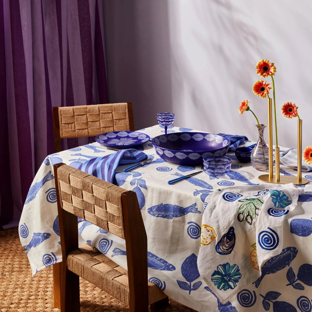 Sardines Blue Tablecloth
