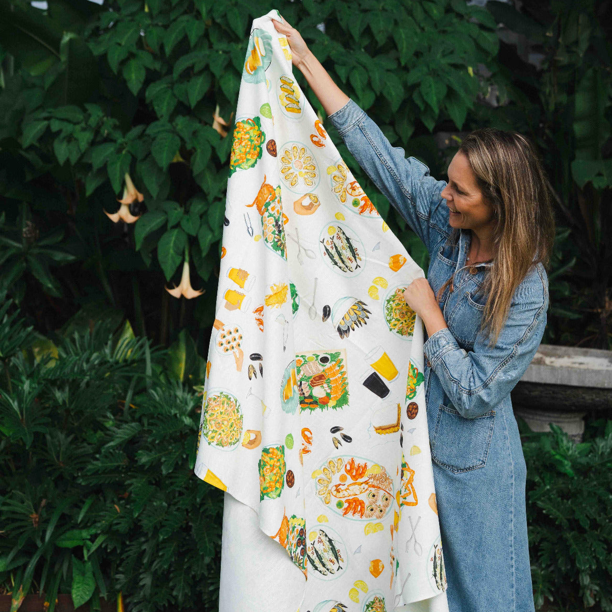 Yousi Seafood Feast tablecloth 270cm x 130cm Australian designer