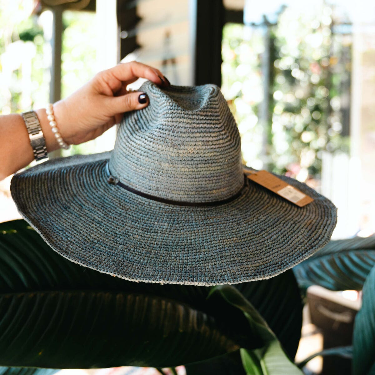 Aziz Hat Leather Light Grey PL - Hats Brookfield Gardens