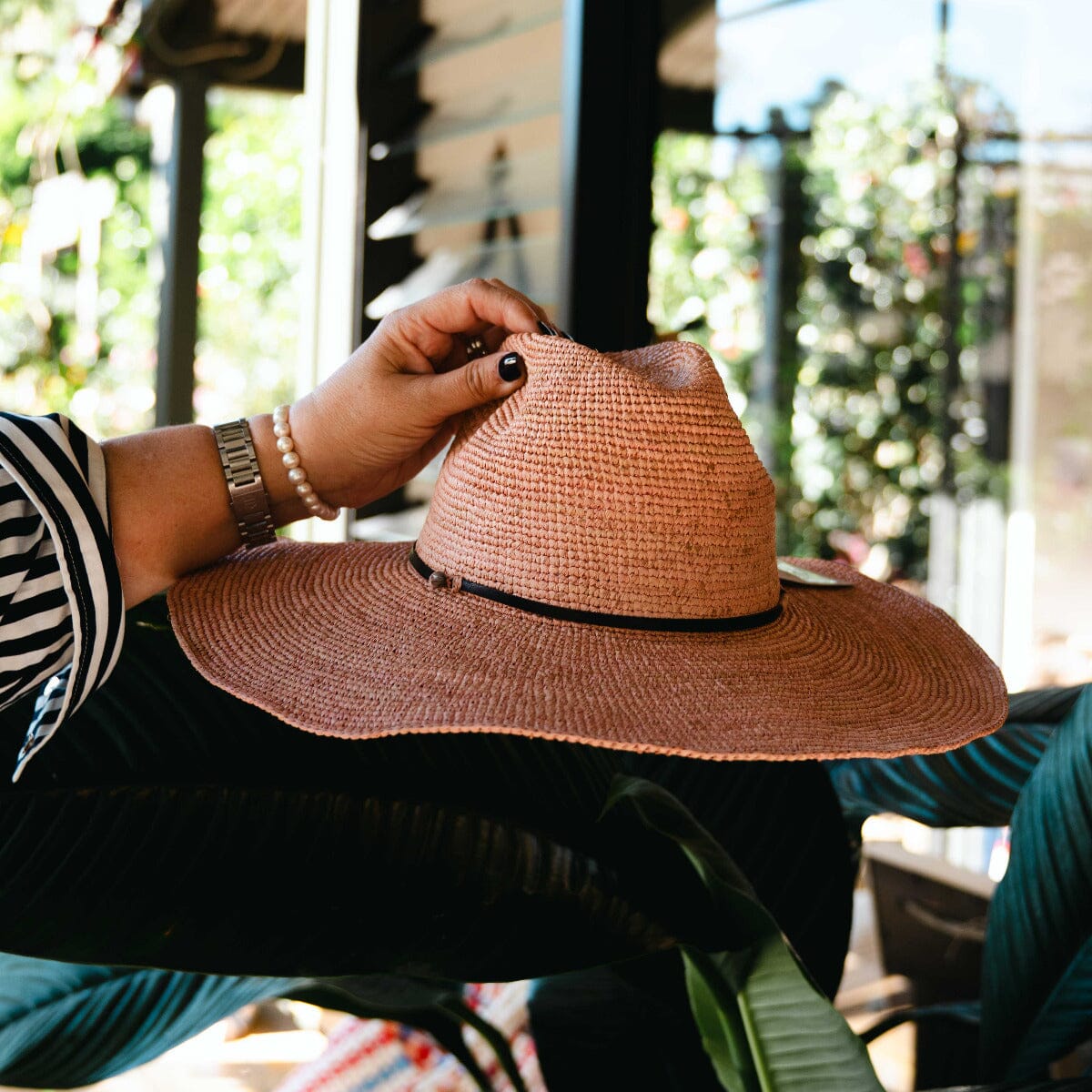 Aziz Hat Leather Light Pink PL - Hats Brookfield Gardens