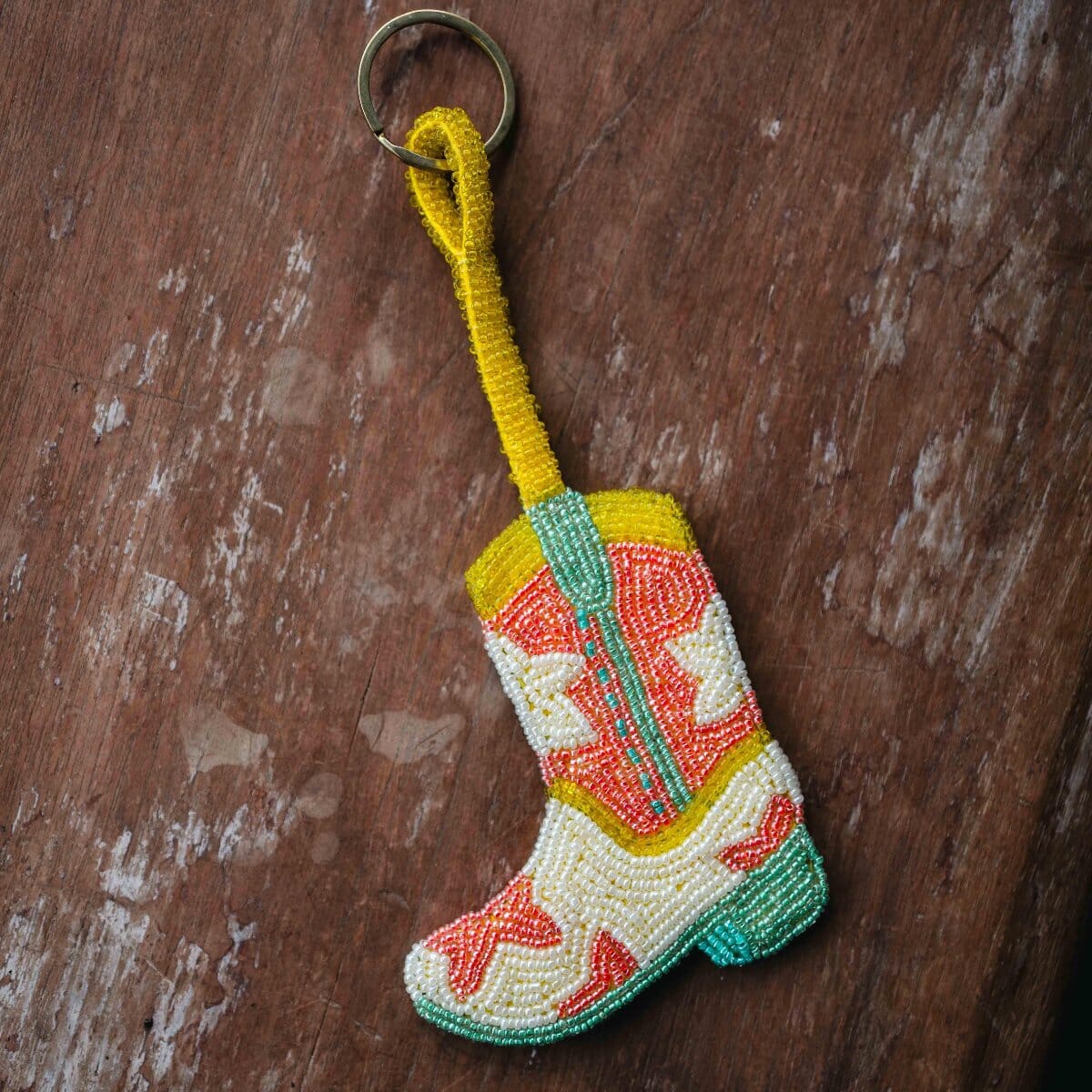 Cowboy Boot Beaded Key Ring PL Accessories Brookfield Gardens