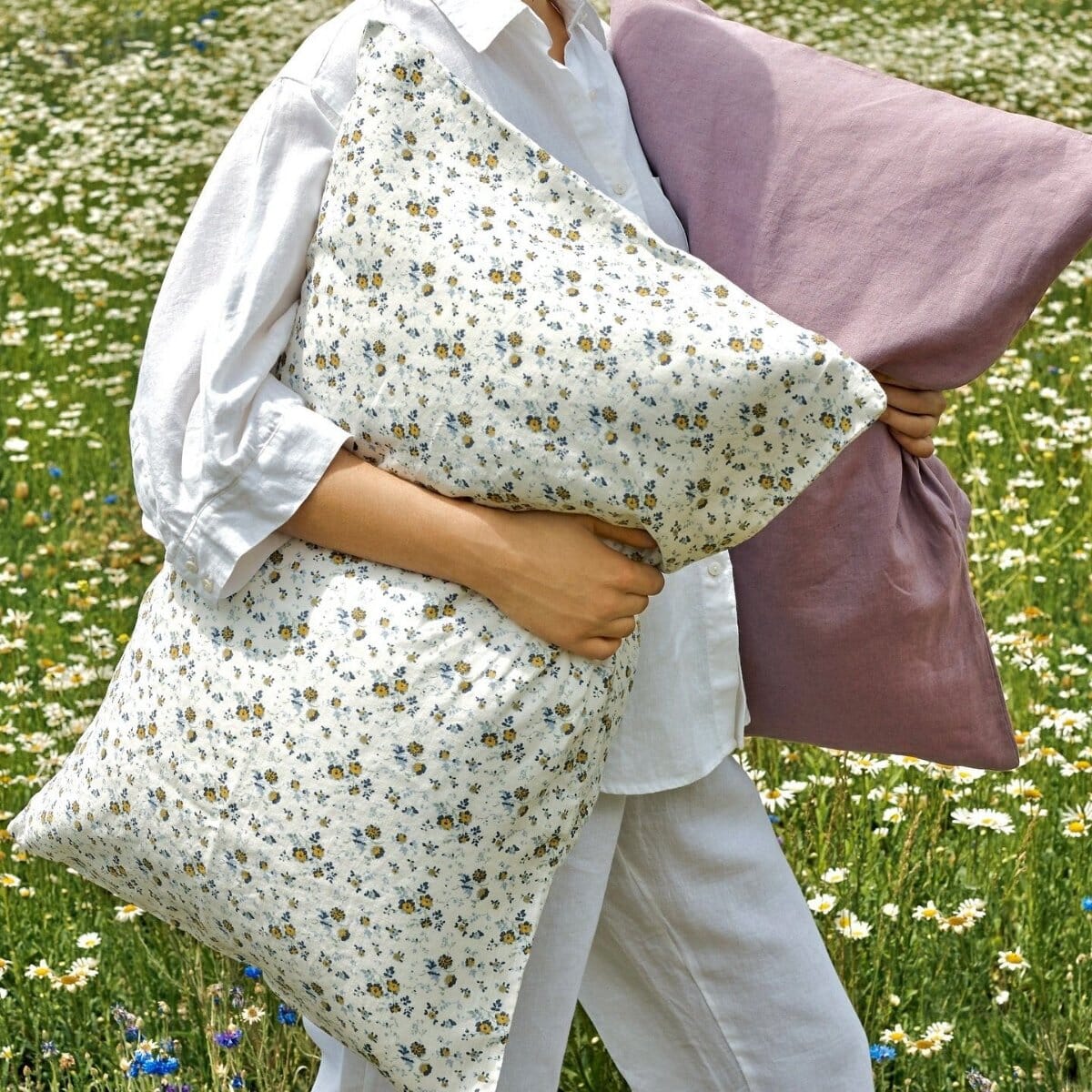 French Linen Pillowcase Set Floral BH - Bedding Brookfield Gardens