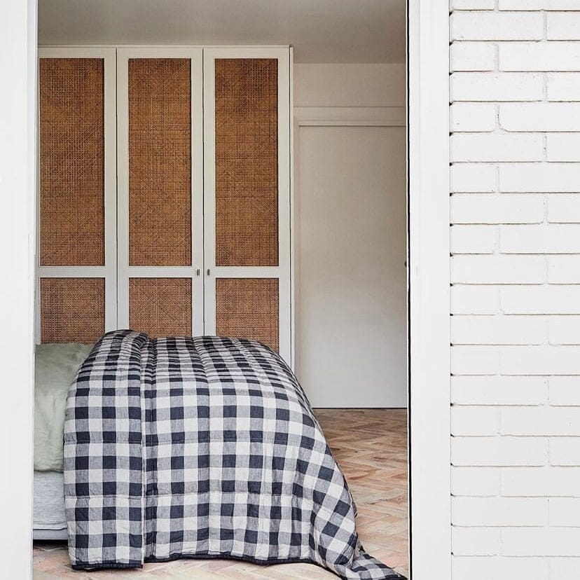 French Linen Quilt Queen/King Natural Check BH - Bedding Brookfield Gardens