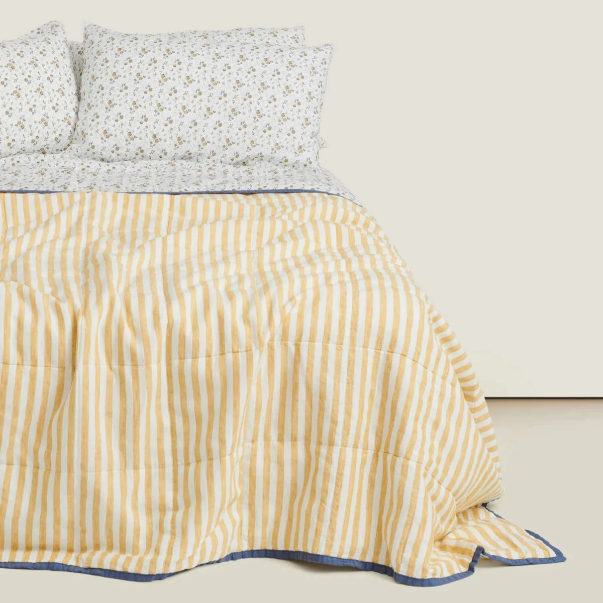 French Linen Quilt Queen/King Stripe/Floral BH - Bedding Brookfield Gardens