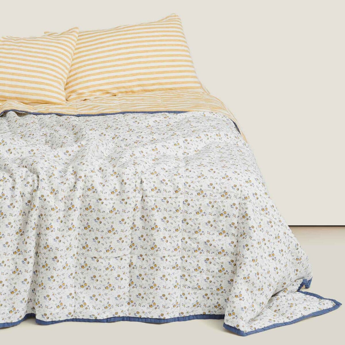 French Linen Quilt Queen/King Stripe/Floral BH - Bedding Brookfield Gardens