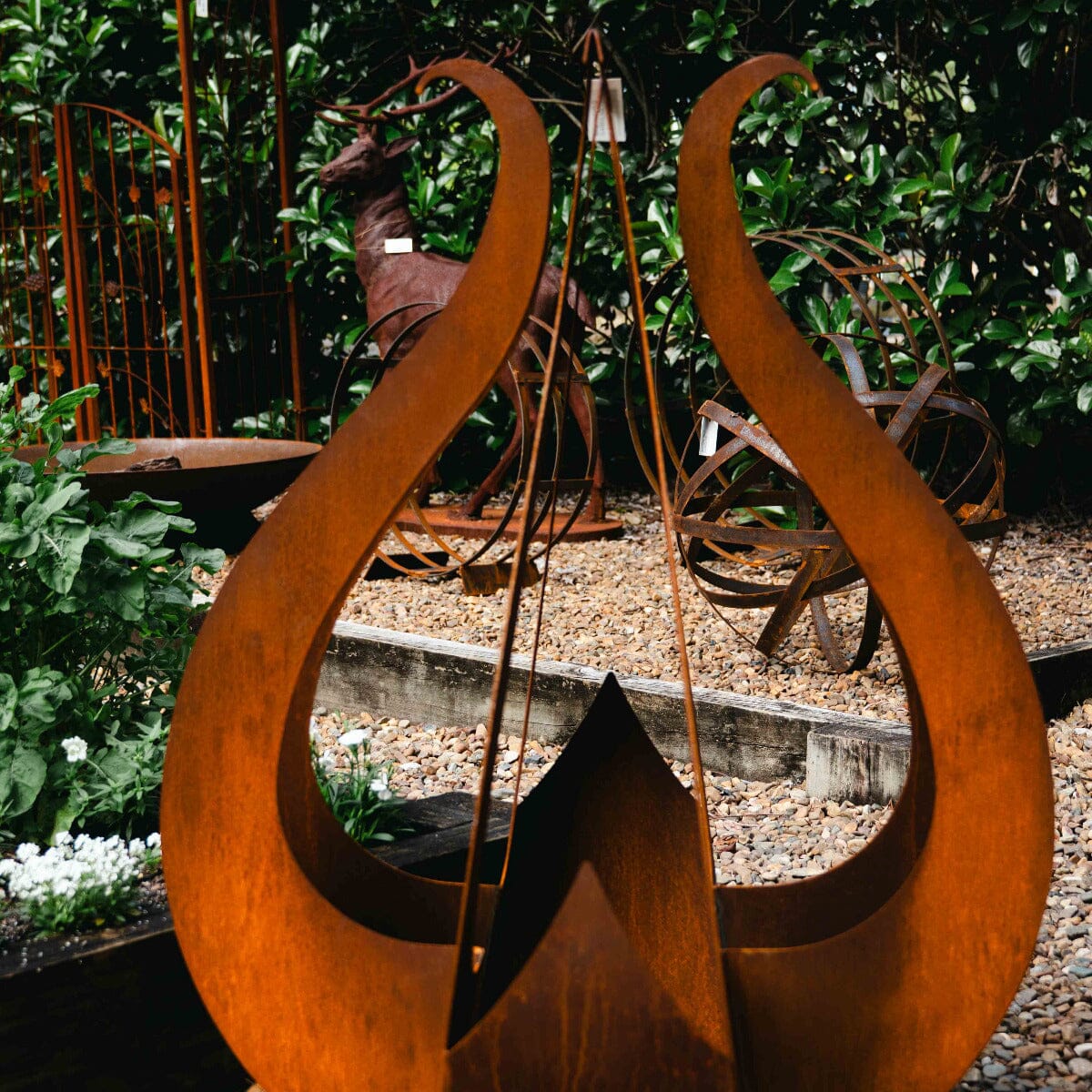 Medium Open Bud - Corten Garden Art Brookfield Gardens
