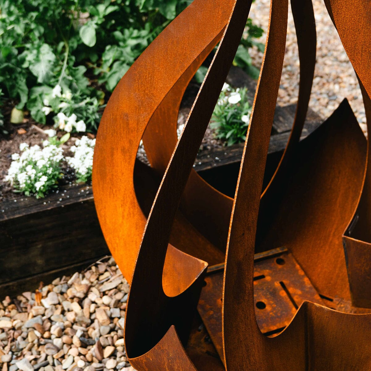Medium Open Bud - Corten Garden Art Brookfield Gardens
