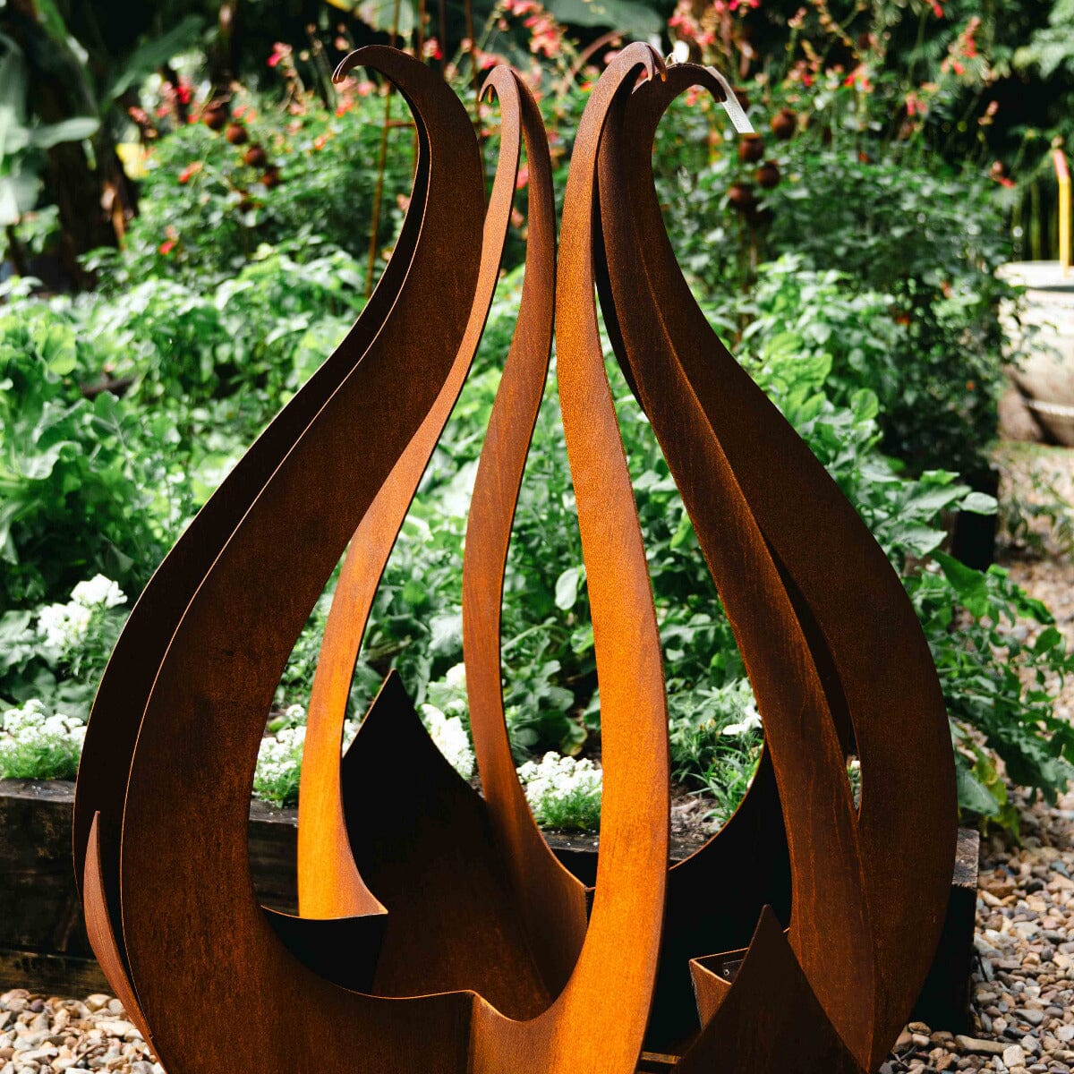 Medium Open Bud - Corten Garden Art Brookfield Gardens