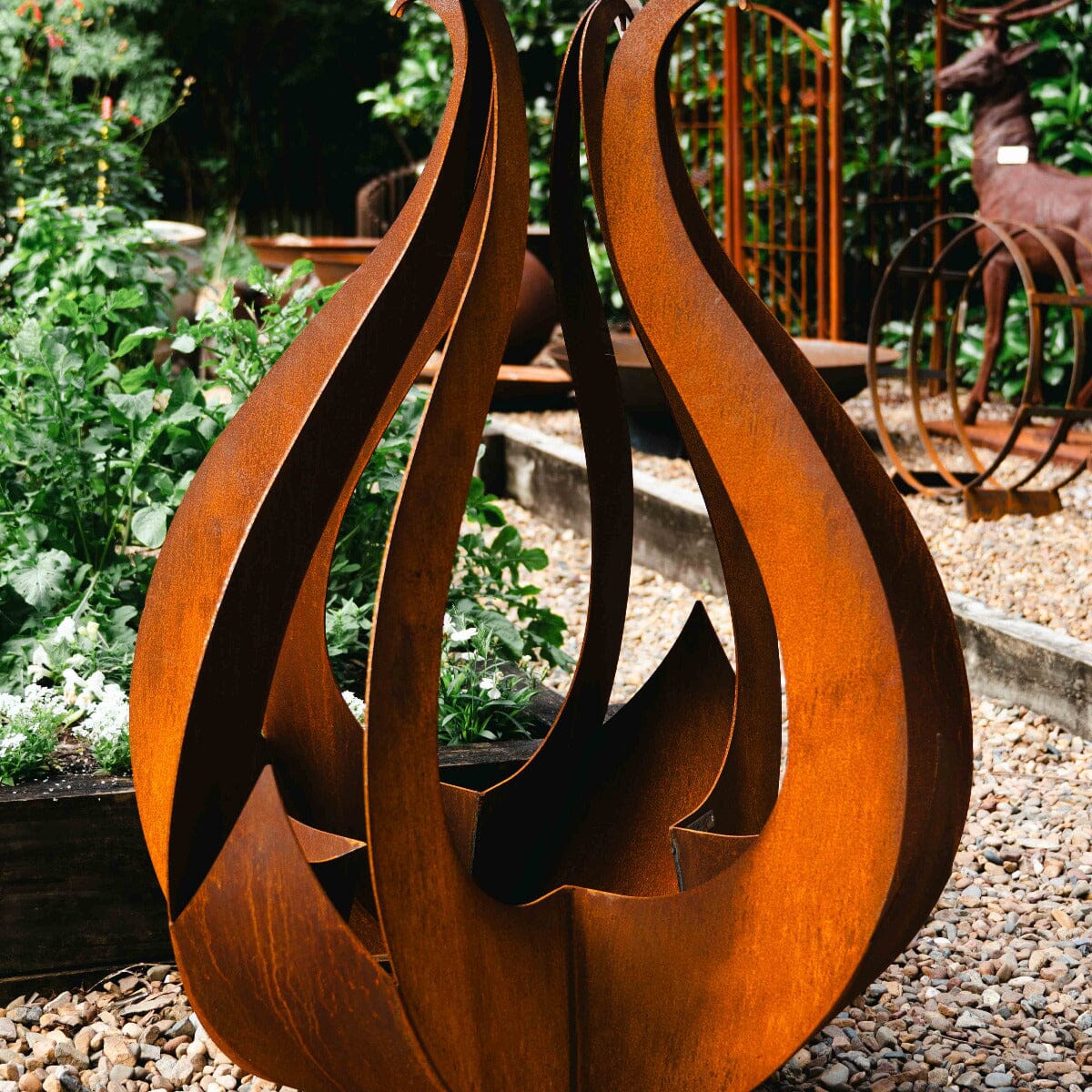 Medium Open Bud - Corten Garden Art Brookfield Gardens
