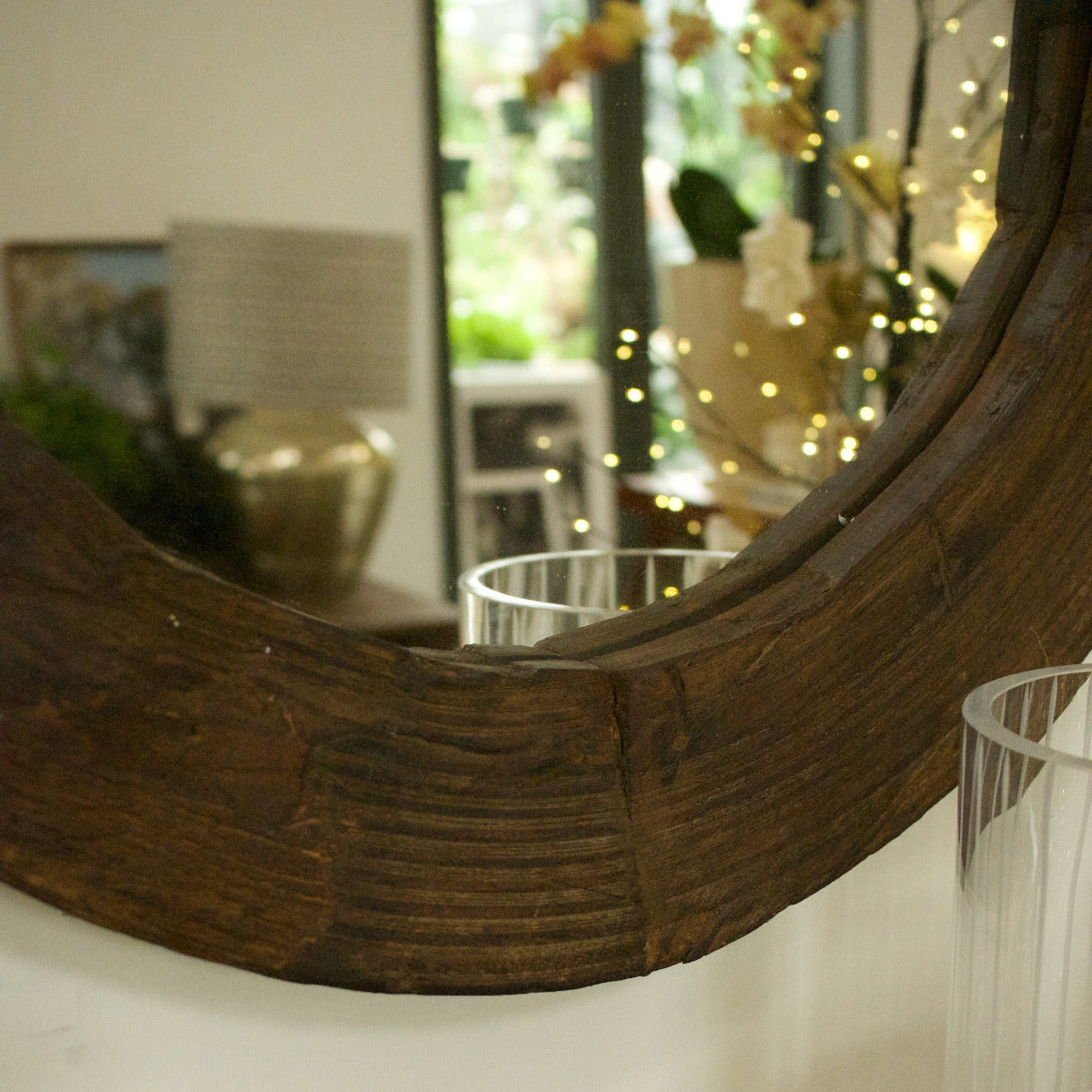 Round Wooden Mirror