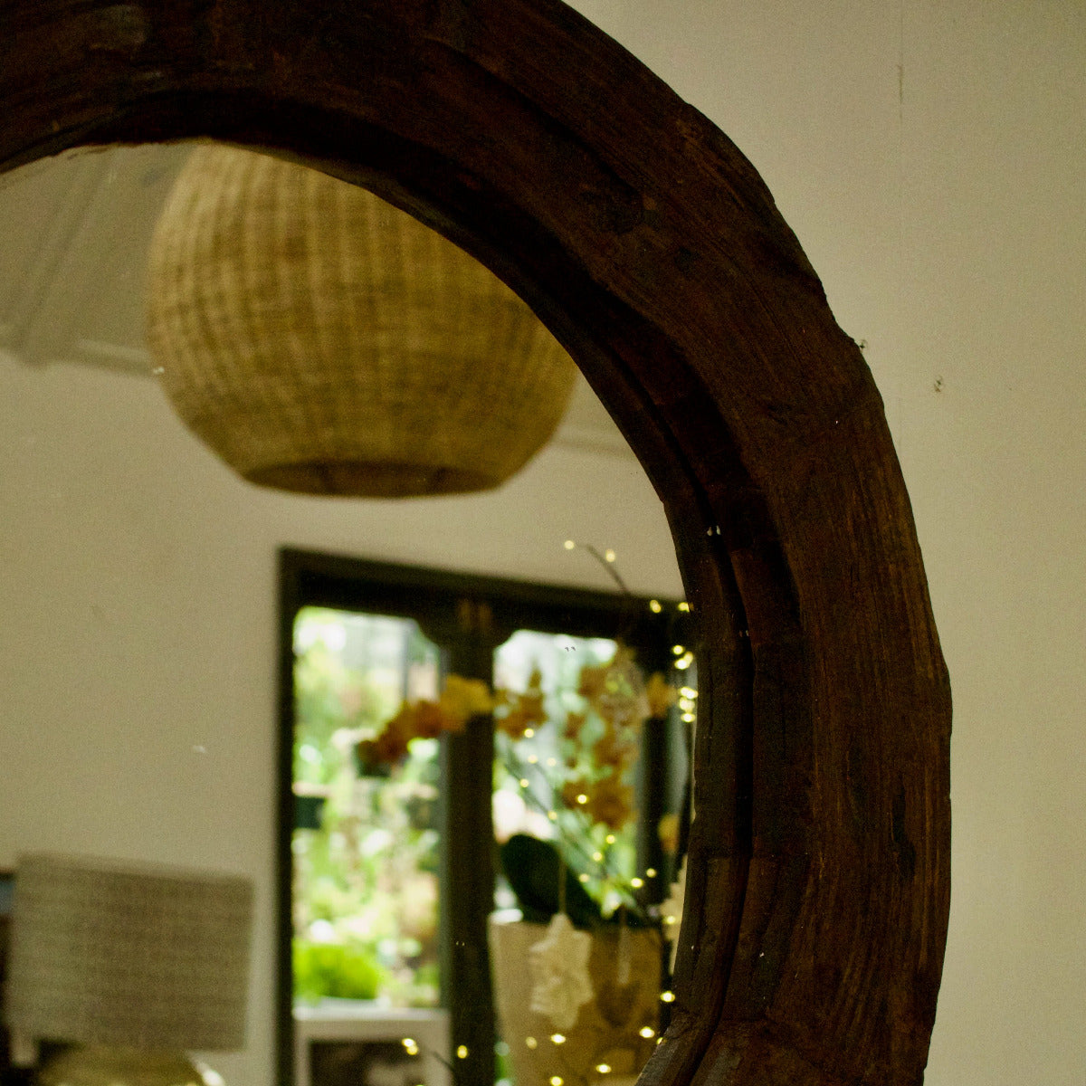 Round Wooden Mirror
