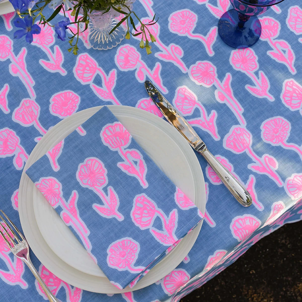 Poppies Blue/Pink Medium