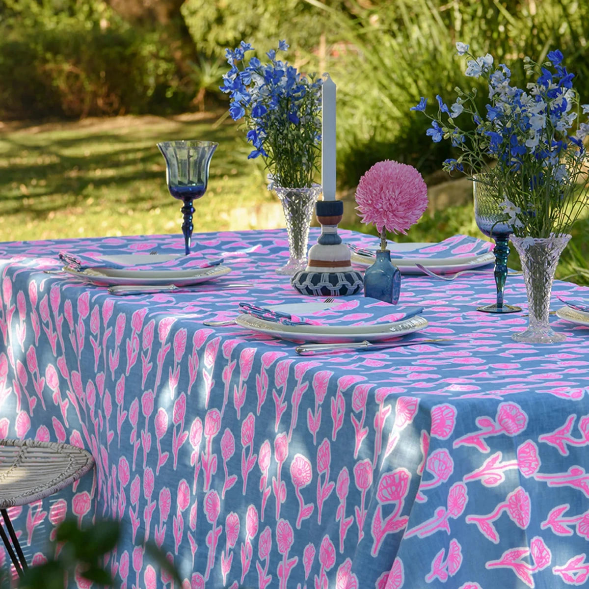 Poppies Blue/Pink Medium