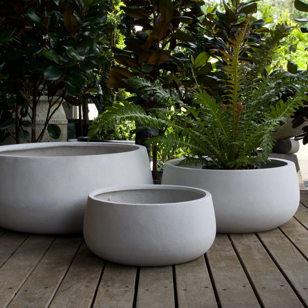 Sante Low Bowl Pots - Light Weight Brookfield Gardens 38x17cm White