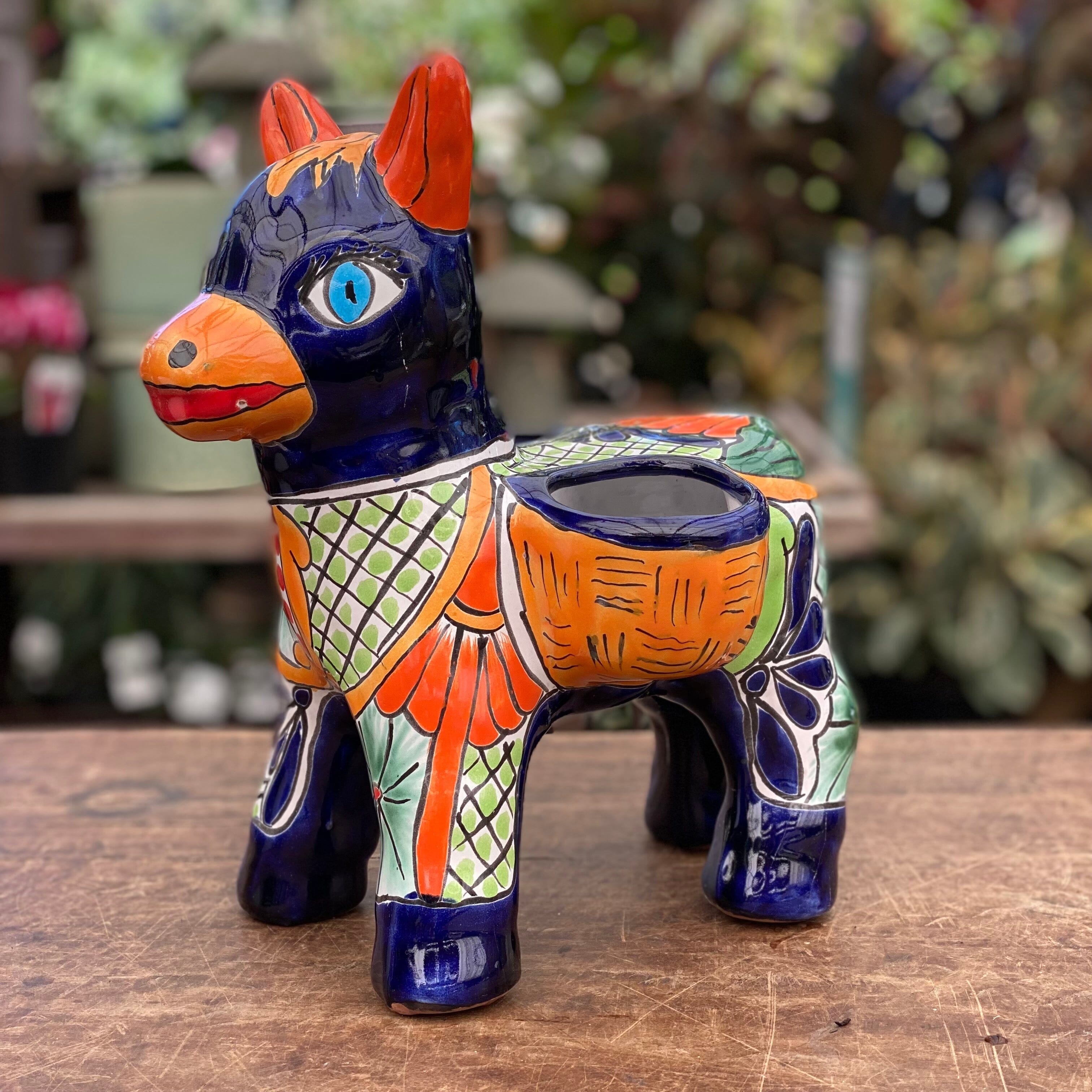 Talavera Donkey Planter med Mexican Brookfield Gardens