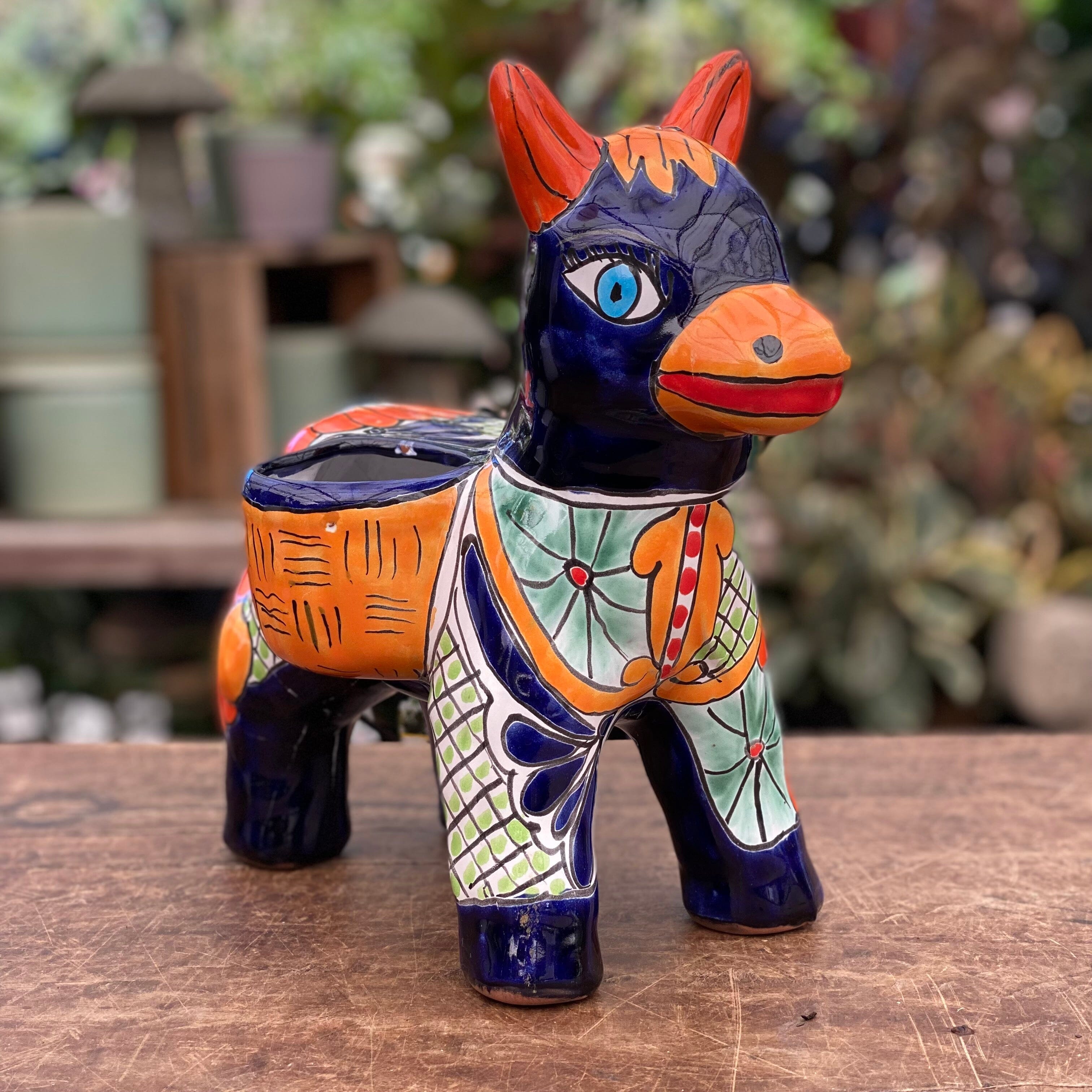 Talavera Donkey Planter med Mexican Brookfield Gardens