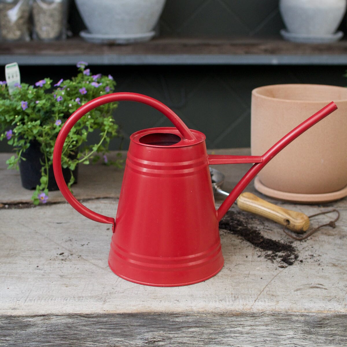 2.3Lt Metal Watering Can Red Hard Ware Garden Club