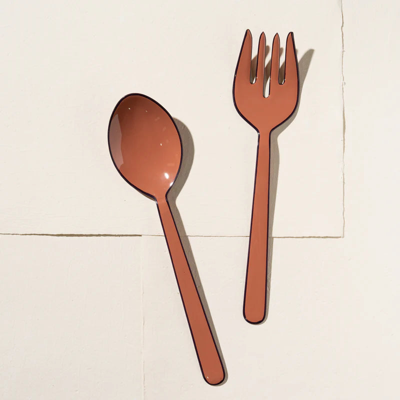 Alder Enamel Salad Servers Pepperberry