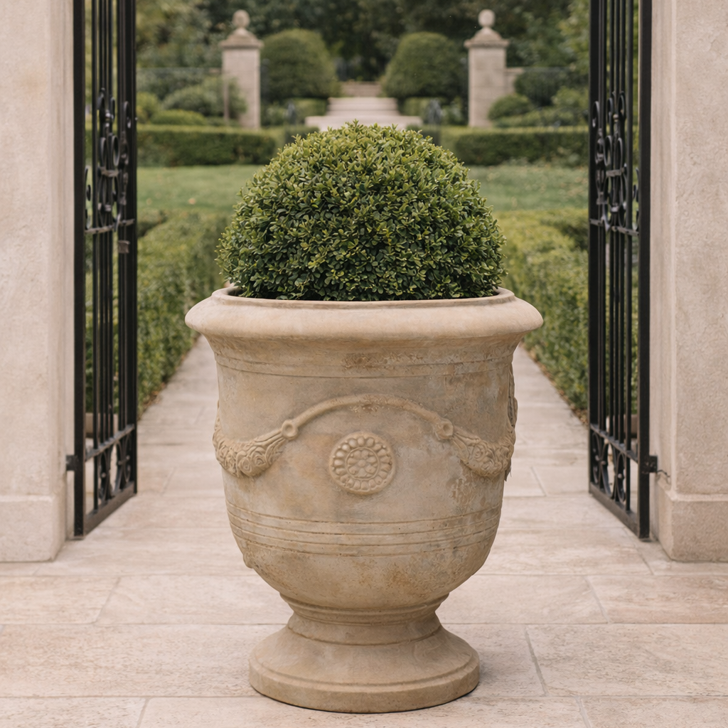 Antique terracotta Anduze urn formal brisbane garden pot