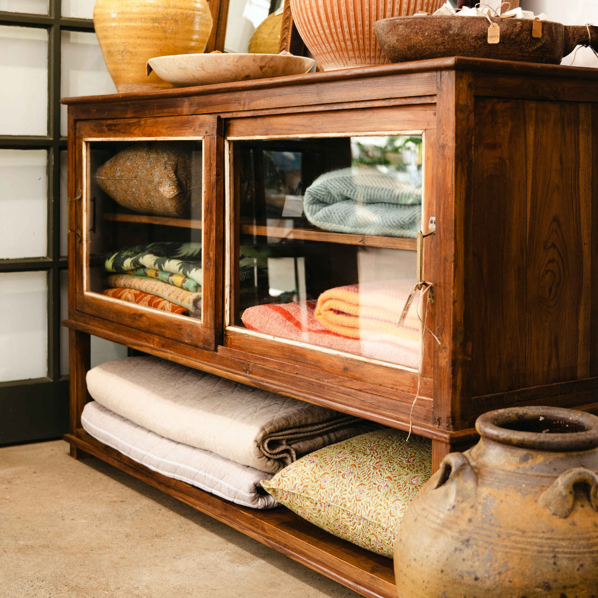 Wooden Glass Sideboard