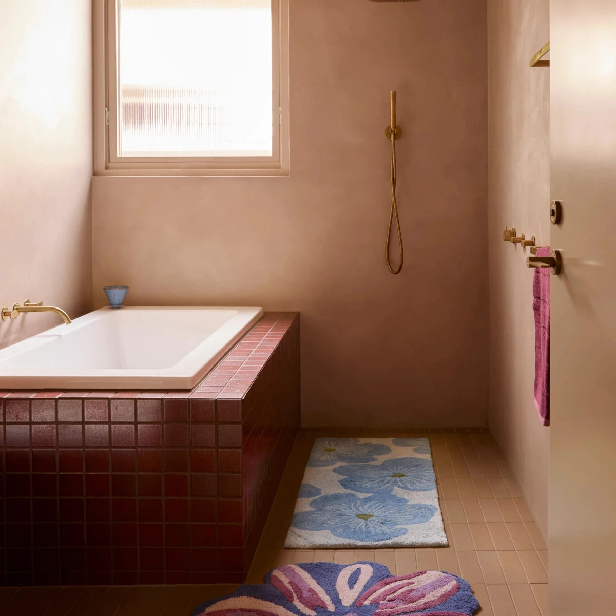 Jardin Blue Long Bath Mat
