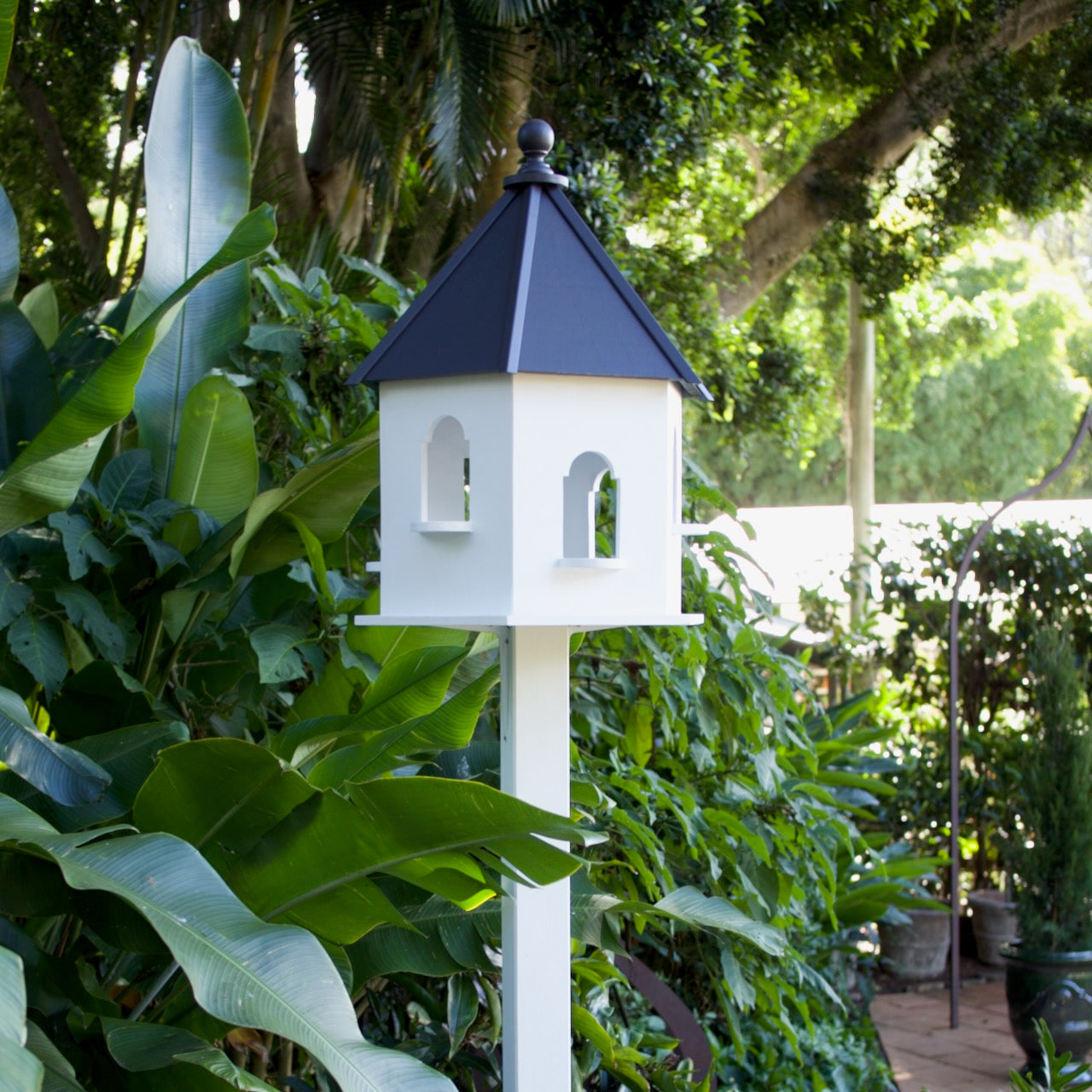 Handcrafted in Toowoomba, garden feature, dove cote and available in two sizes, this timeless decorative dove cote adds classic charm to any garden, available Brookfield Gardens.