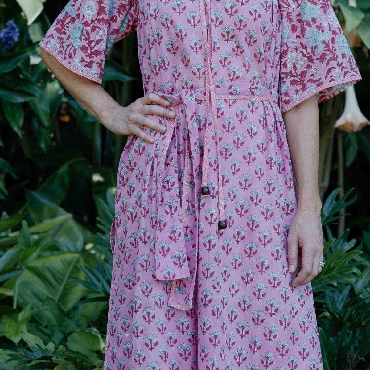 Kamala Block Print Primavera Maxi dress featuring hand block print, flowing tiered silhouette and soft cotton voile fabric.