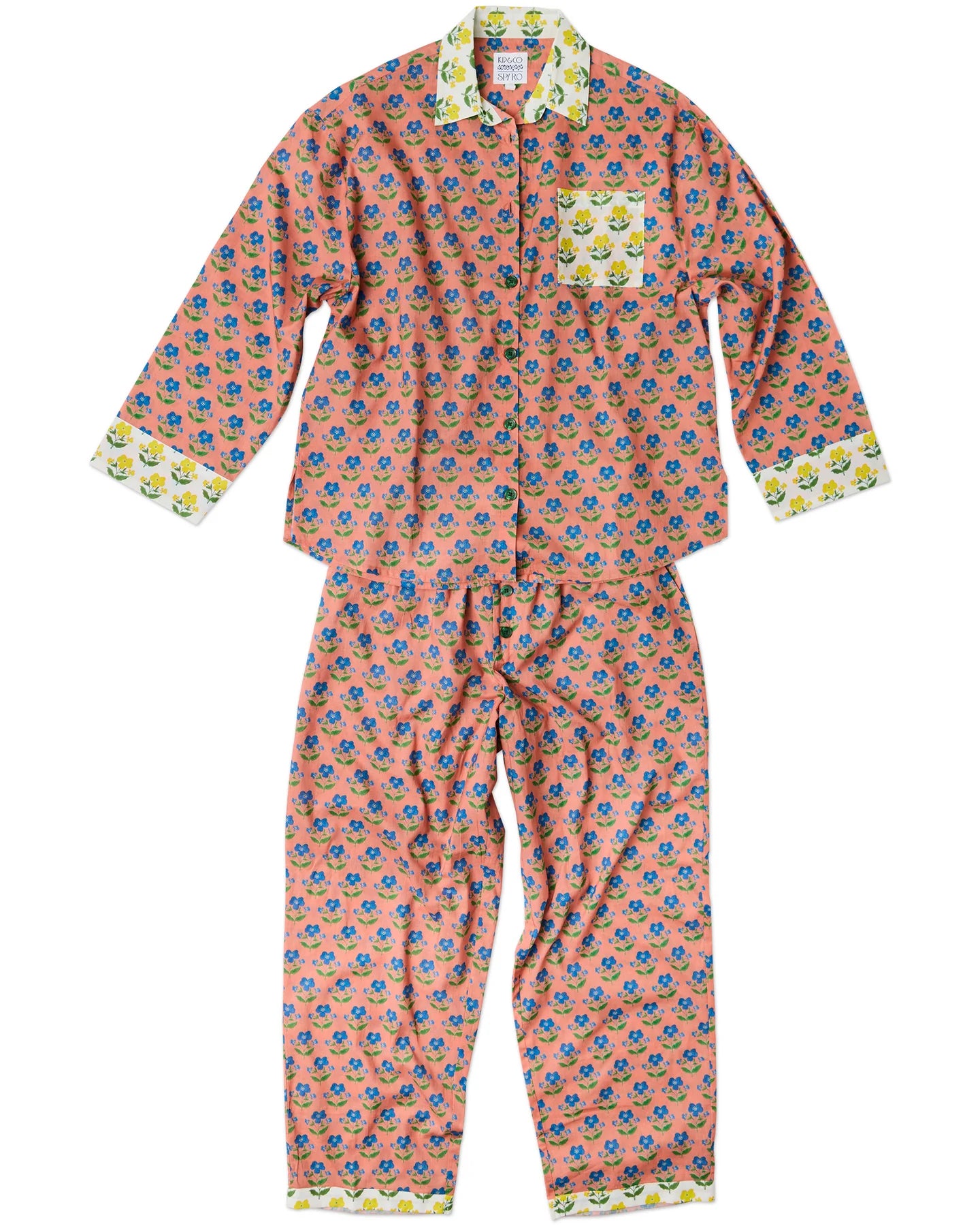 Kip&Co x Anna Spiro Indian Summer Rose adult organic cotton long sleeve pyjama set with floral print.