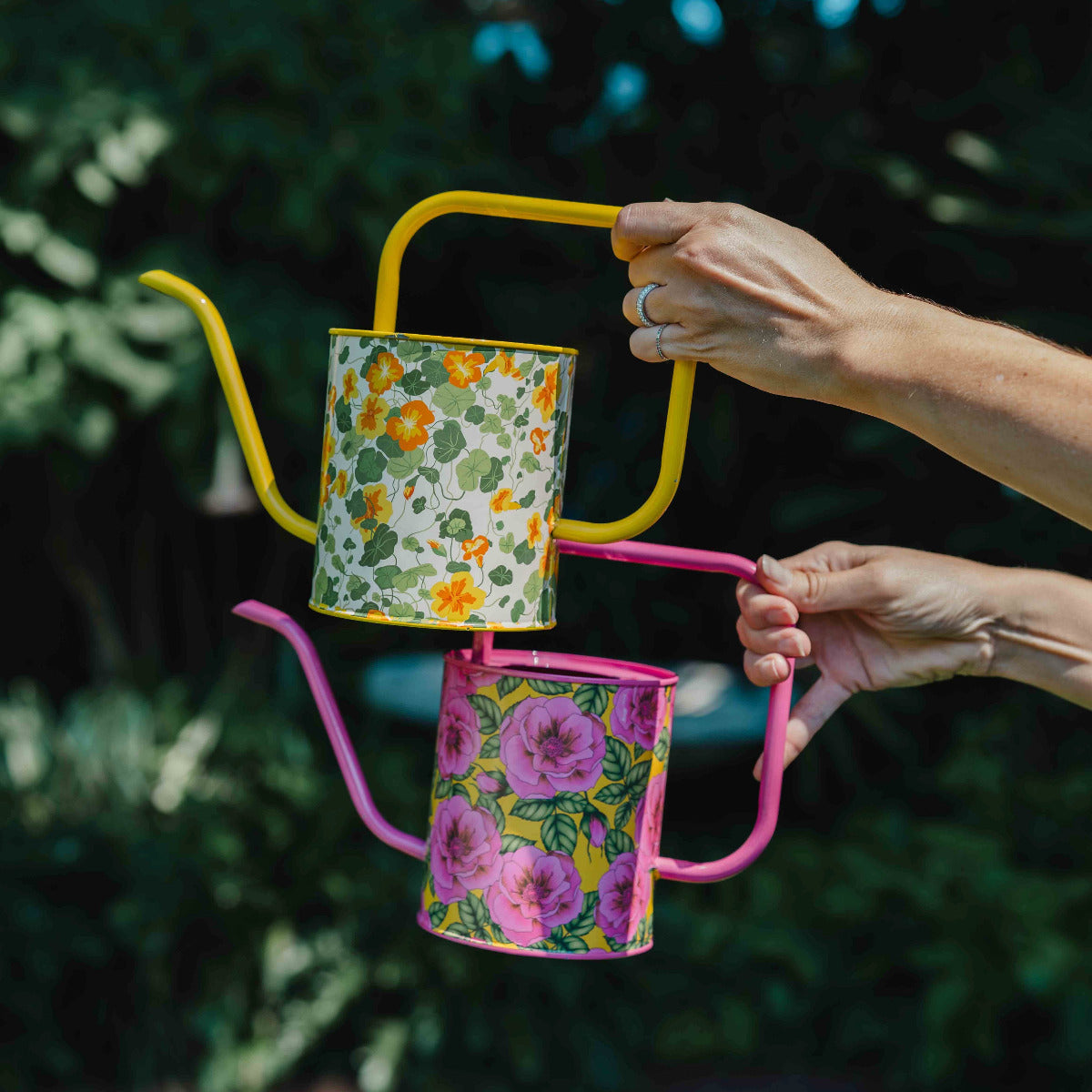 Kip&Co Golden Peony Watering Can with cheerful floral print decal for indoor and outdoor plants.