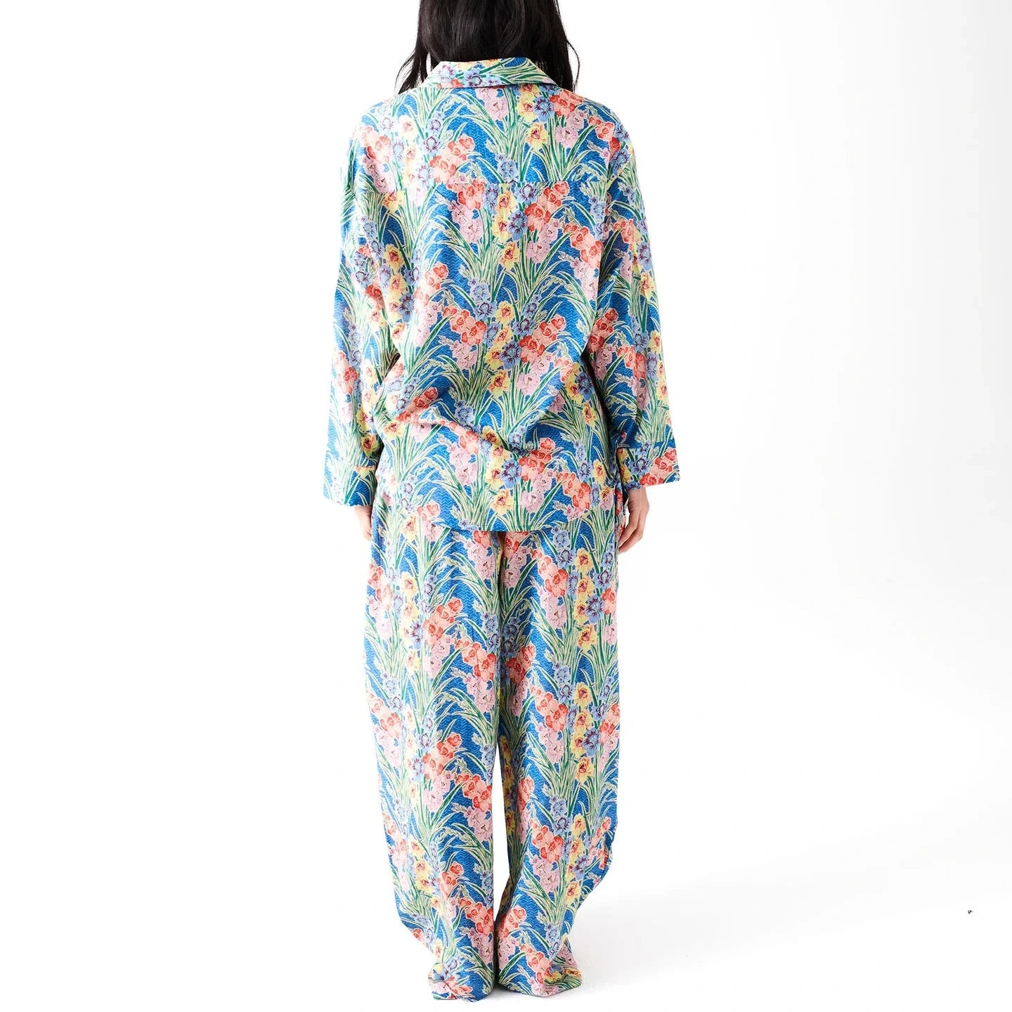 Kip&Co x Anna Spiro Gladiolus adult organic cotton long sleeve pyjama set with vibrant floral print.