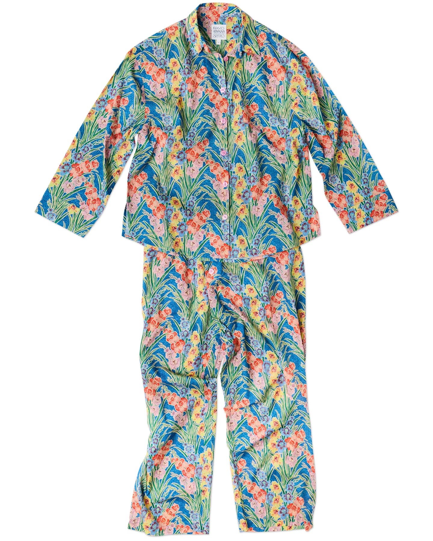 Floral pajama set on a white background