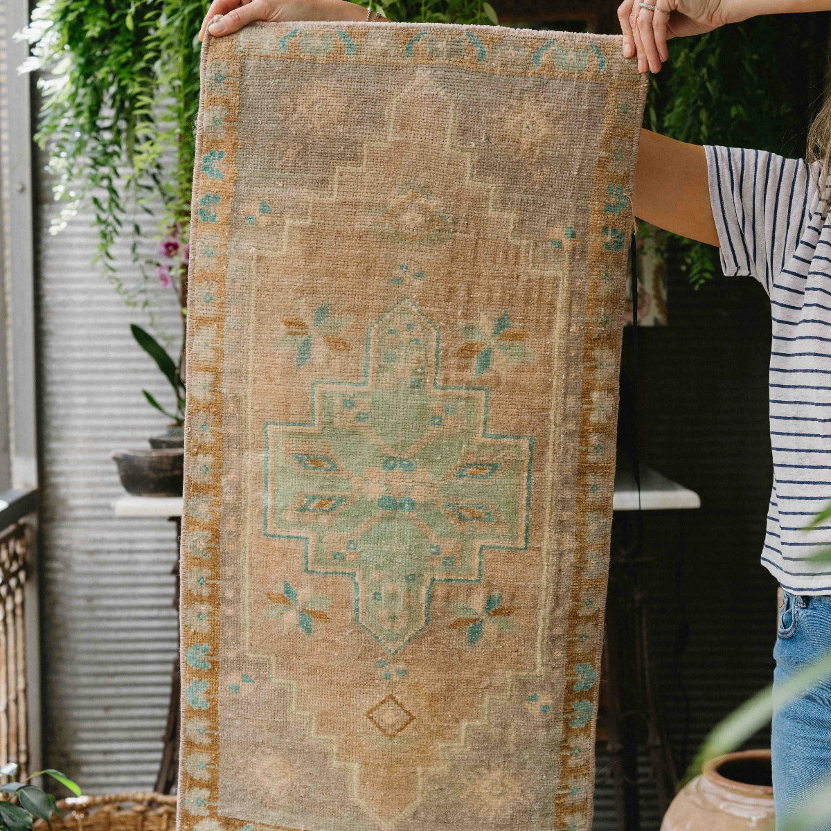 A beautiful&nbsp;one-of-a-kind vintage Anatolian rug, hand-knotted in Turkey approximately 40–60 years ago.
