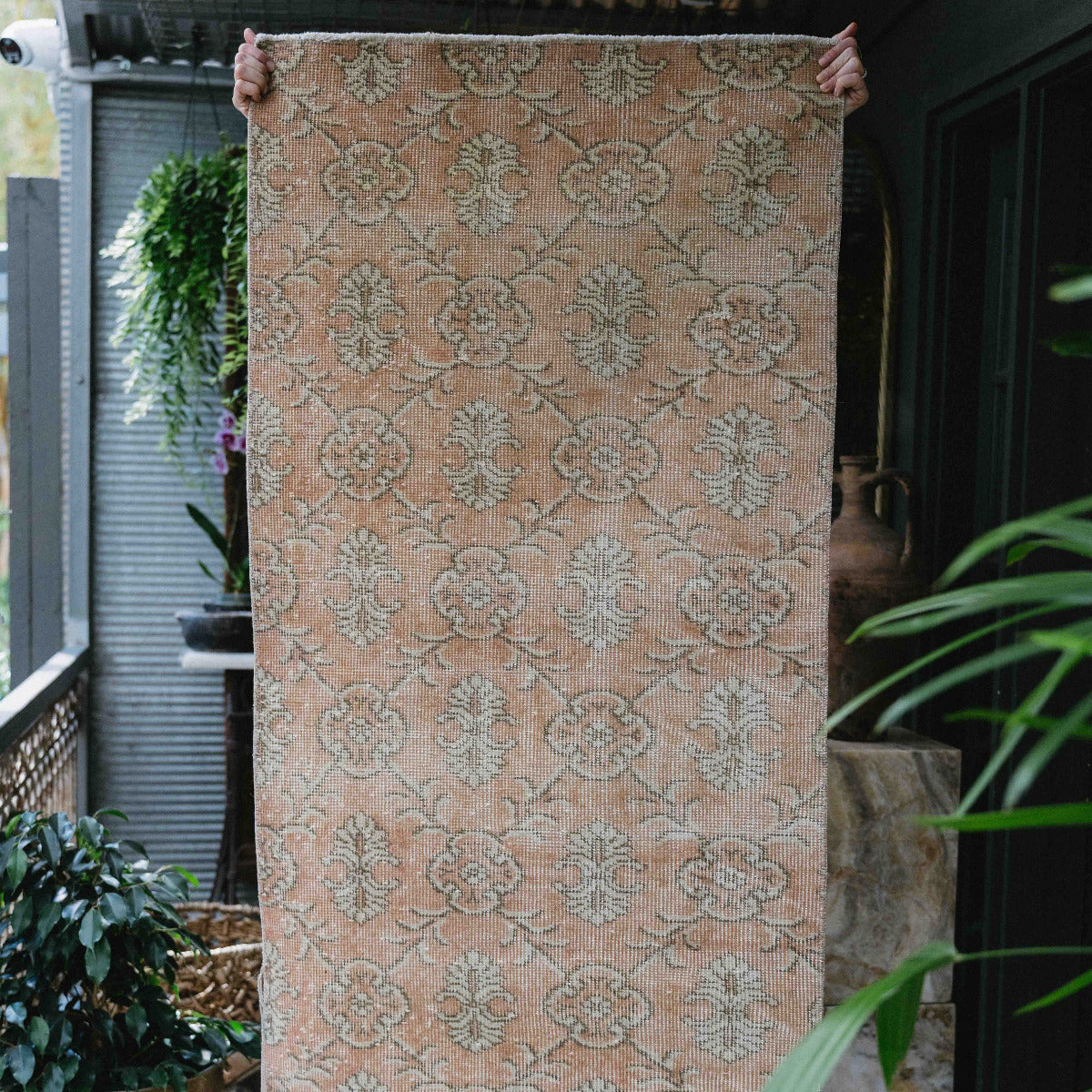 one-of-a-kind vintage Anatolian rug, hand-knotted in Turkey approximately 40–60 years ago.