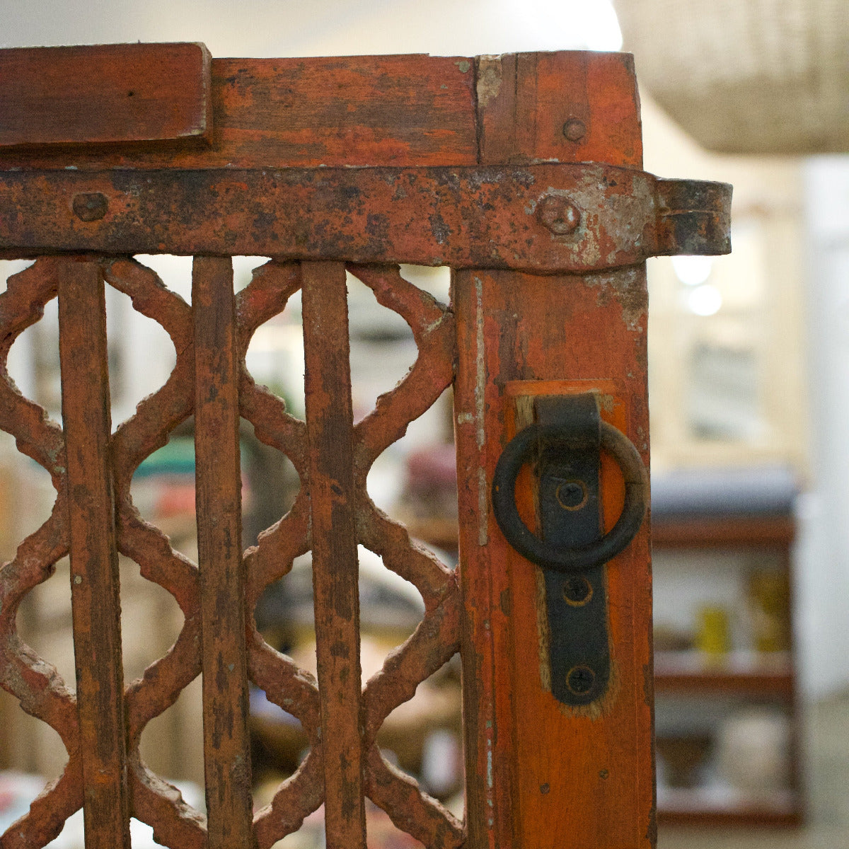 Wooden Jali Door Panel Red