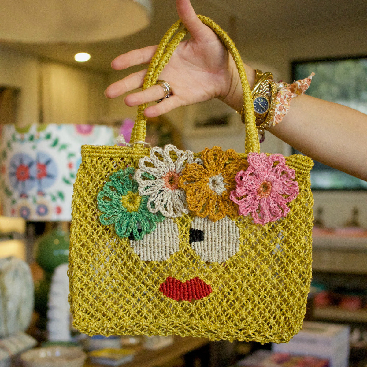 Jacksons Flower Face Yellow Bag