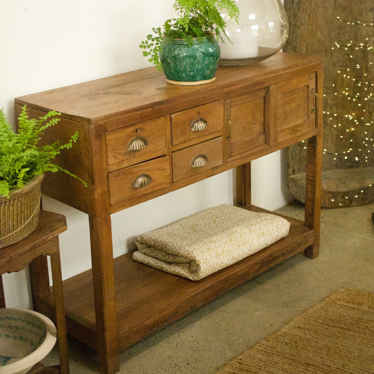 Vintage Wooden Console 4 Drawer
