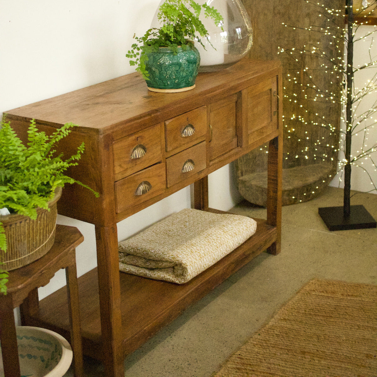 Vintage Wooden Console 4 Drawer