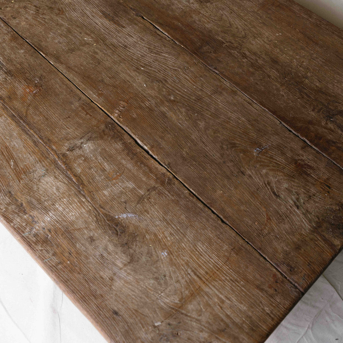 Large vintage wooden coffee table from India with turned legs and aged natural timber, ideal for living rooms and relaxed home interiors, exclusive to Brookfield Gardens.