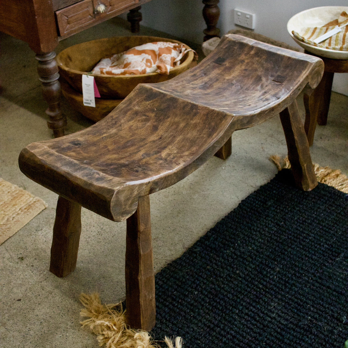 Wooden Wave Bench 2 Seater