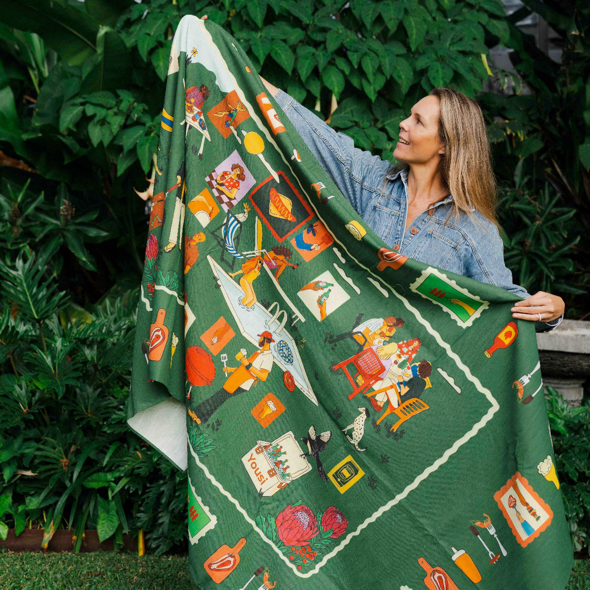 Australian iconic tablecloth for backyard feasts Warm Weekends by Australian designer Yousi