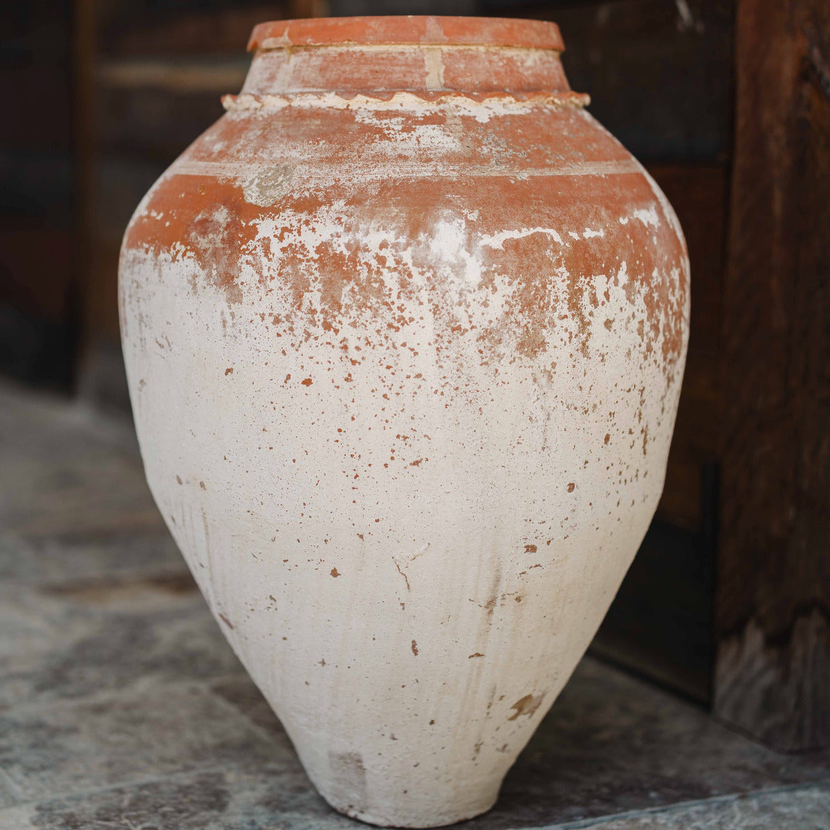 Ancient Turkish Odemis weathered terracotta pot with aged patina available in Brisbane