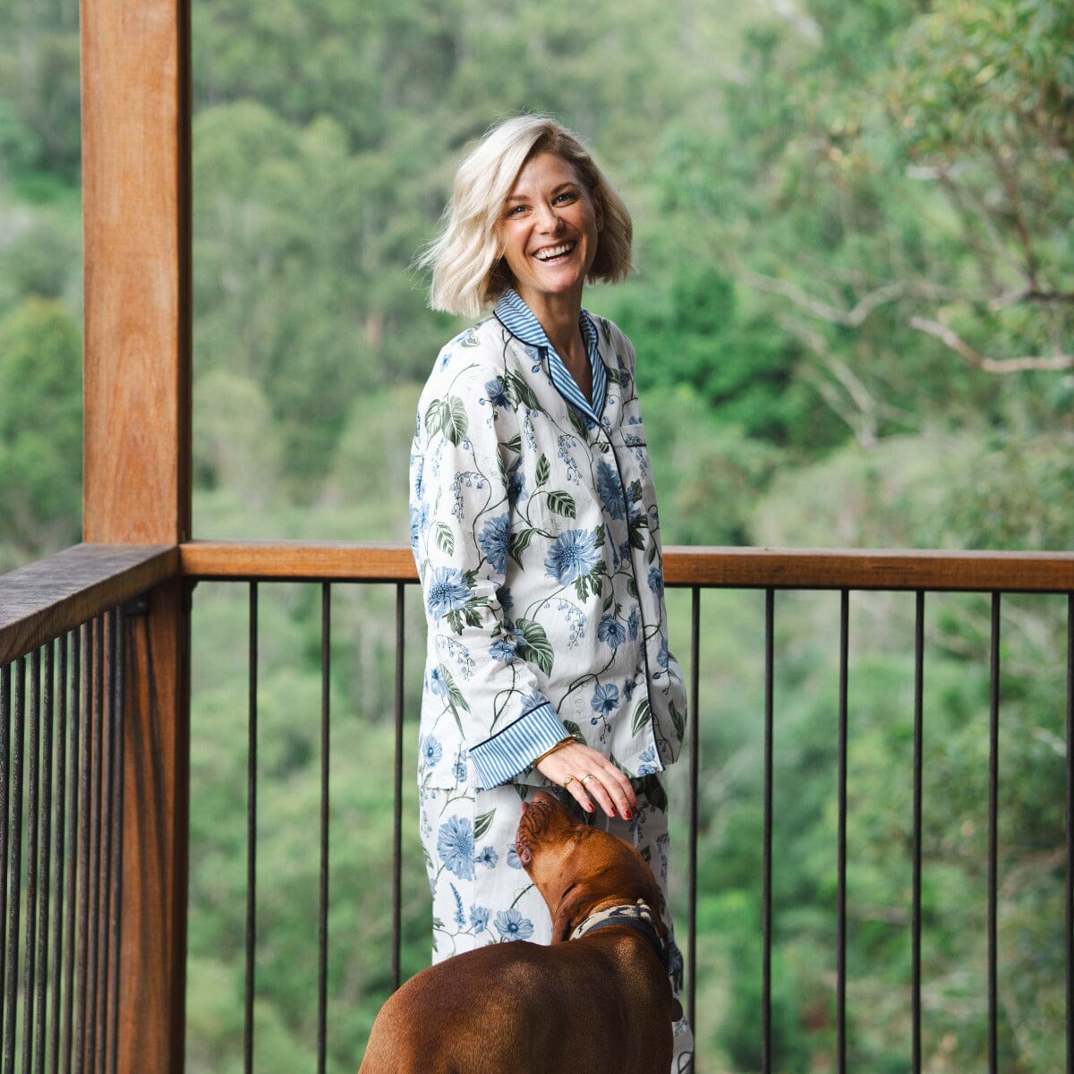 Blue Floral Pyjama Set PL Homewares Brookfield Gardens 