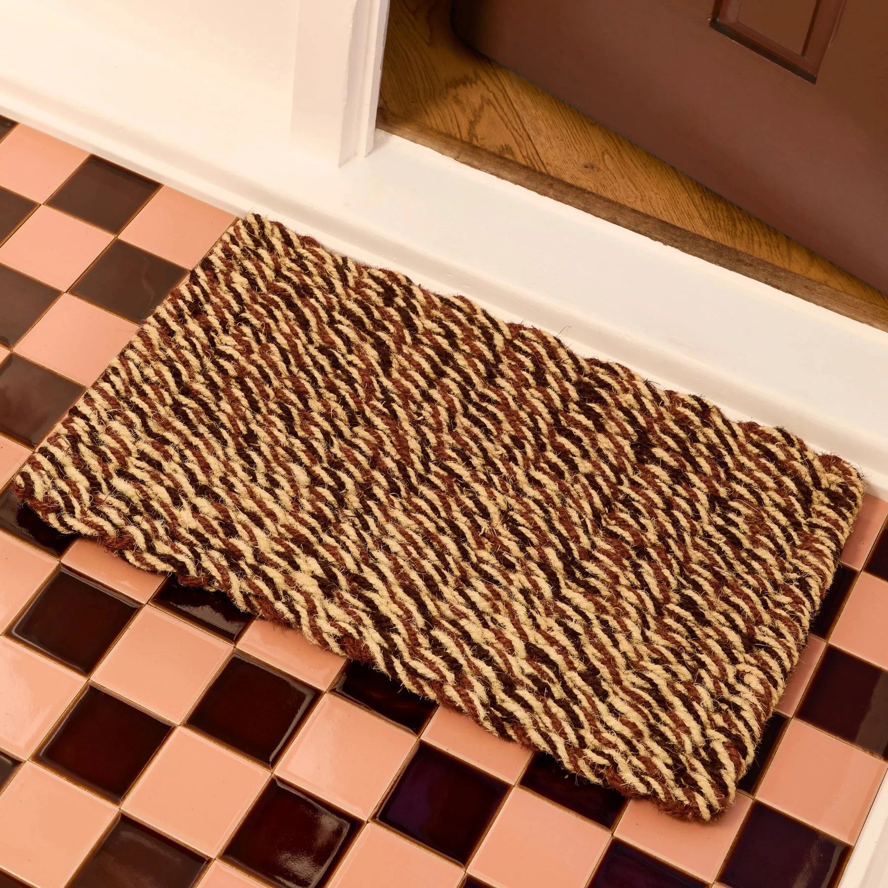 Bonnie and Neil Brown Jute Door Mat in warm brown woven jute rope for stylish entryways.